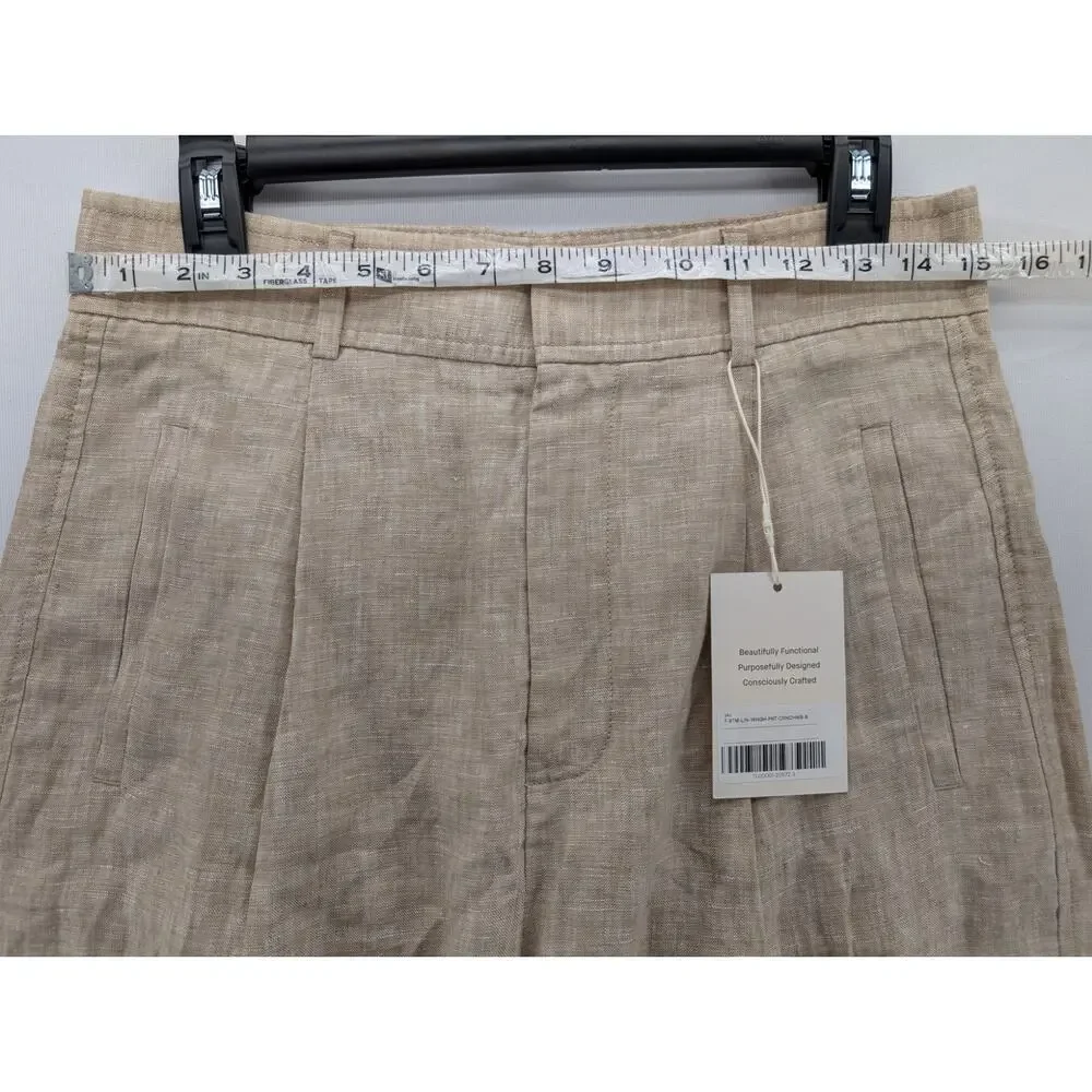 NWT Everlane Women's The Linen Way-High Drape Pant in Cornstarch Chambray sz 8